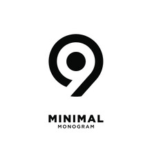 Abstract Pin Initial Number 9 Simple Vector Design Isolated Background