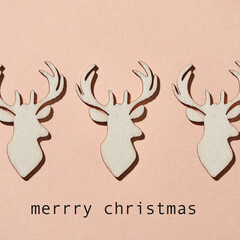 Sticker - reindeer heads and text merry christmas