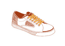 Two Color Illustration Of A Tennis Shoe