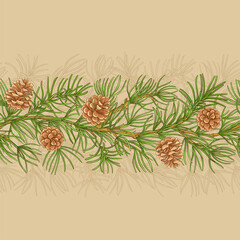 Canvas Print - pine vector pattern