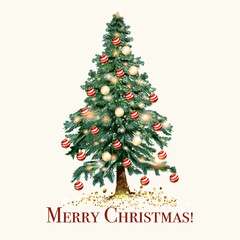 christmas and new year illustration with xmas tree