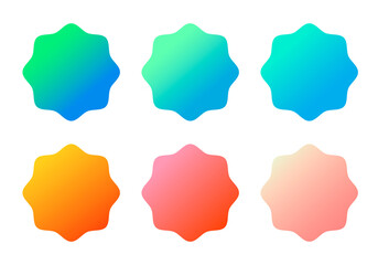 Rounded gradient interface icons. Vector bright element set for app or video game