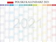 Polish Calendar 2021, Kalendarz polski 2021, monthly planning, color calendar template for year 20210, weeks, months, Polish Language, set of 12 months, printable calendar vector illustration