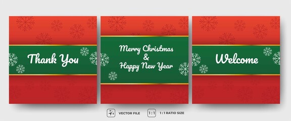 Editable square banner design template. Merry christmas and happy new year, welcome, thank you background. Perfect for social media and card.