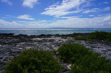 Wall Mural - View of the reef barrier around the island of Bora Bora atoll in French Polynesia on the South Pacific Ocean side