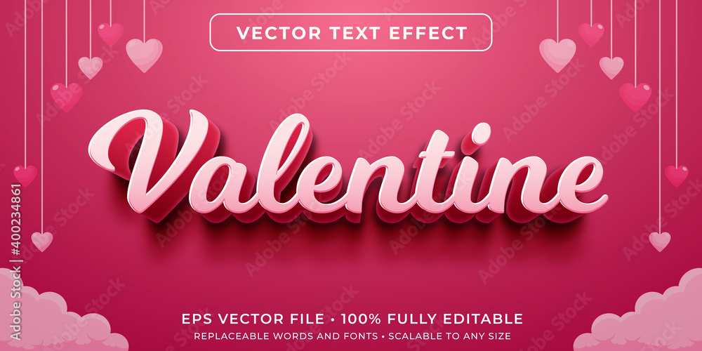 Editable text effect in happy valentines day style - obrazy, fototapety, plakaty 