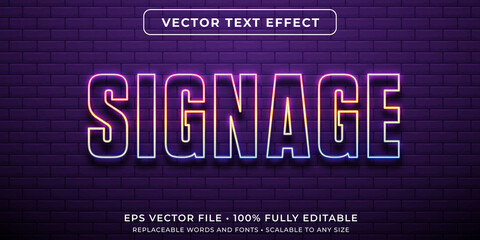Wall Mural - editable text effect in neon signage style