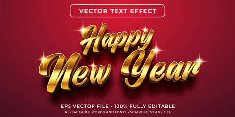 Wall Mural - editable text effect in golden happy new year style