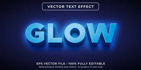 editable text effect in glowing neon blue style