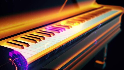 Sticker - Piano and Abstract Piano Keys. High quality 4k footage