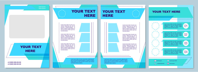 Wall Mural - Turquoise business brochure template. Sections with copyspace. Flyer, booklet, leaflet print, cover design with text space. Vector layouts for magazines, annual reports, advertising posters