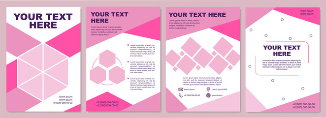 Pink business brochure template in minimalistic style. Flyer, booklet, leaflet print, cover design with text space. Vector layouts for magazines, annual reports, advertising posters