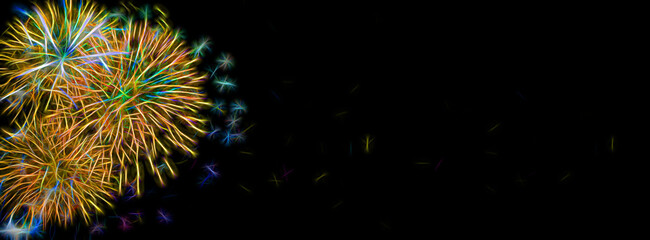 Wall Mural - abstact fireworks background, colorful sylvester-fireworks on black background and space for text