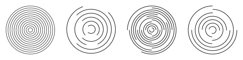 Canvas Print - Set of abstract linear circles. Decorative vector elements.