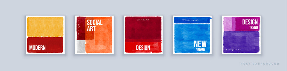 Wall Mural - set of abstract banner design for social media, stories and insta post. modern background in vivid c
