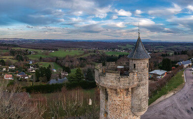 Poster - Masseret (Corrèze, France) - Vue aérienne de la tour