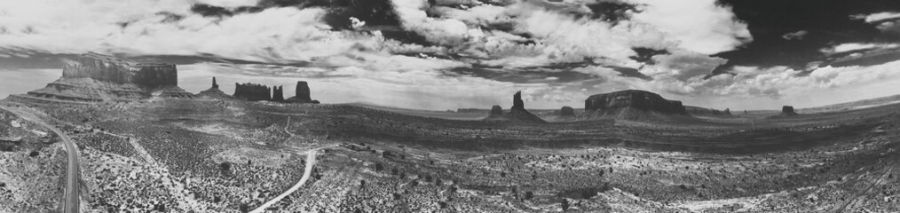 Poster - Aerial panoramic view of amazing Monument Valley in summser season, drone viewpoint