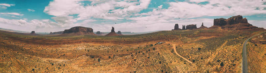 Poster - Aerial panoramic view of amazing Monument Valley in summser season, drone viewpoint