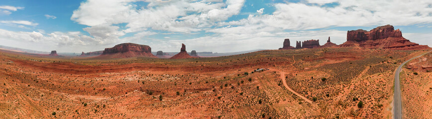 Poster - Aerial panoramic view of amazing Monument Valley in summser season, drone viewpoint