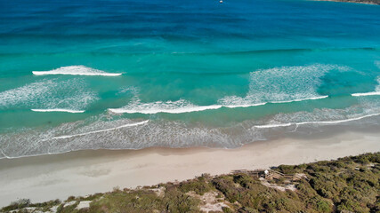 Wall Mural - Pennington Bay in Kangaroo Island. Amazing aerial view of coastline from drone on a sunny day