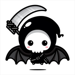 cute grim reaper character vector design