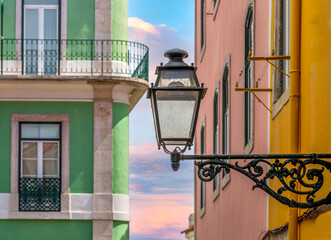 Wall Mural - Typical Portuguese architecture and colorful buildings of Lisbon historic city center