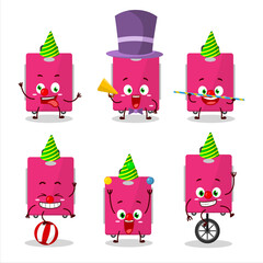 Sticker - Cartoon character of pink lugage with various circus shows