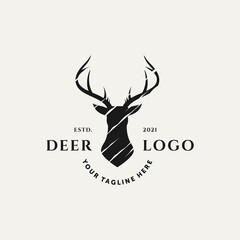 Wall Mural - deer head classic vintage logo template vector illustration design