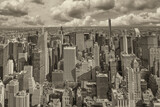 Fototapeta Miasta - Amazing aerial view of Manhattan skyline on a beautiful day, New York City