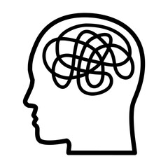 Mental illness, anxiety or mental disorder line art vector icon for mental health apps and websites