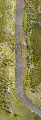 Sticker - Yellowstone River, Wyoming. Overhead downward panoramic view from drone