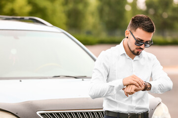 Poster - Handsome man near modern car