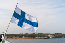 Finnish Flag On Blue Sky