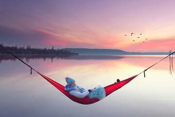 Canvas Print - wunderschöner Platz zum relaxen am Winterabend