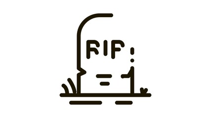 Poster - halloween rip tombstone Icon Animation. black halloween rip tombstone animated icon on white background