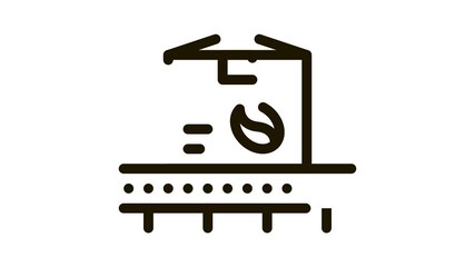 Canvas Print - coffee production conveyor Icon Animation. black coffee production conveyor animated icon on white background