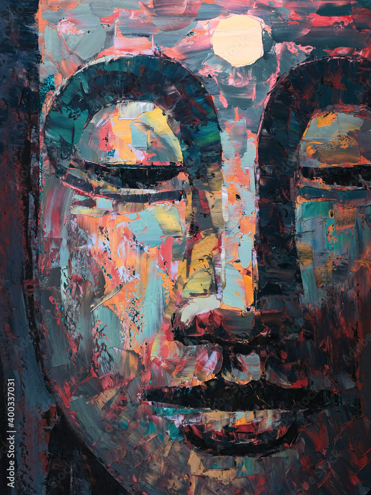 Buddha . Oil painting - obrazy, fototapety, plakaty 