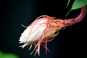 Wall Mural - white epiphyllum anguliger flower in blur background. flowers that bloom at midnight