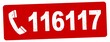 nlsb1497 NewLongStampBanner nlsb - german text: Ärztlicher Bereitschaftsdienst - Telefon: 116 117 - Bereitschaftspraxis - Erste Hilfe - Banner / Stempel / einfach / rot / Vorlage - xxl g10018