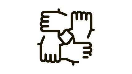 Sticker - multiracial group hands holding Icon Animation. black multiracial group hands holding animated icon on white background