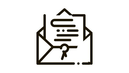 Poster - letter in envelope with seal Icon Animation. black letter in envelope with seal animated icon on white background