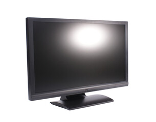 computer monitor with blank display on white background