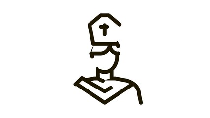 Sticker - priest preacher Icon Animation. black priest preacher animated icon on white background