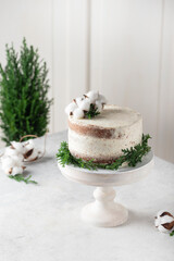 Poster - Christmas nude cake with white cream