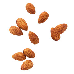 Wall Mural - almond raw piece fly almond full macro shoot nuts healthy food ingredient on white isolated .Clipping path