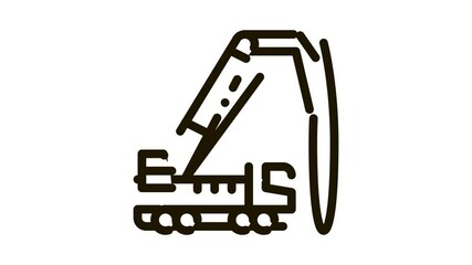 Poster - truck mounted crane Icon Animation. black truck mounted crane animated icon on white background