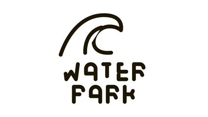 Sticker - water park Icon Animation. black water park animated icon on white background