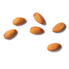Wall Mural - Almonds flying on white
