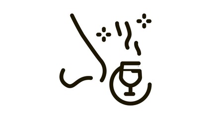 Poster - smelling wine testing Icon Animation. black smelling wine testing animated icon on white background