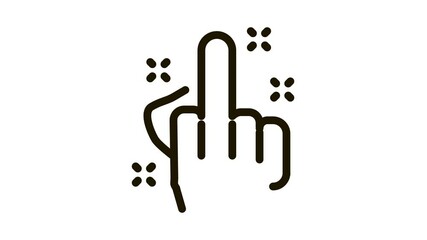 Sticker - third finger gesture Icon Animation. black third finger gesture animated icon on white background